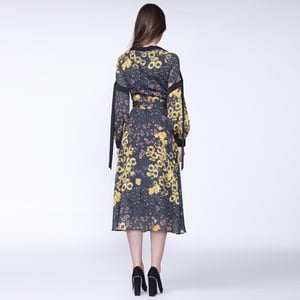 Bloemenprint wrap midi -jurk