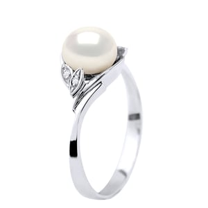 Zoetwater Parel Ring 7-8 mm en 0020 Cts Diamond Jewellery White Gold