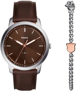 Fossil Minimalist Heren Horloge Bruin FS6019SET