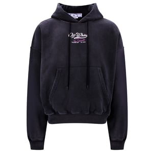 Gebroken witte Wave Off Boxy zwarte hoodie