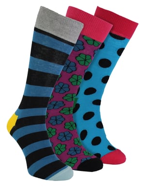 HS by Happy Socks - Heren 3-Pack Kleurrijke Gestreepte Dress Sokken - Brede Streep