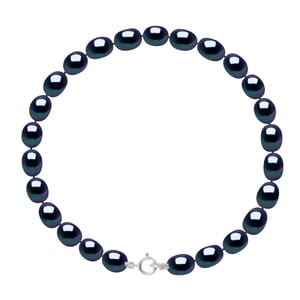 Kralen armband Zoetwater Rijstkorrels 4-5mm Zwart Wit Goud 18 Karaat
