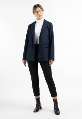 Dreimaster Lange blazer van wolmix Dames nachtblauw