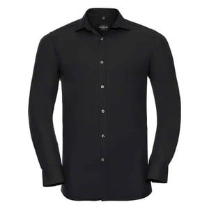 Russell Collection Heren Ultimate Stretch Formeel Overhemd met Lange Mouwen (Zwart)