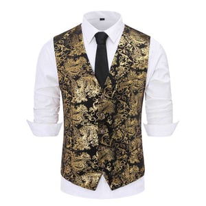 Slim-fit gilet met print, enkele rij knopen, goud