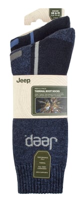 Heren Thermische Wintersokken | Jeep | Dikke Ribbels Design Warme Gebreide Bootsokken | Chunky Performance Sokken - Marineblauw / Blauw