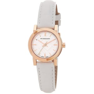 Burberry BU9209 Rose Goudkleurig Wit Leer Vrouwenhorloge