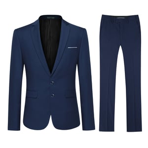 Heren 2-delig slim fit marineblauw pak met twee knopen