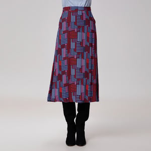 Trapeze midi-rok met grafische print