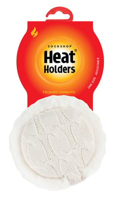 Heat Holders - Gebreide oorwarmers voor dames met imitatiebont - Room
