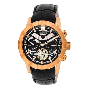 Heritor automatisch Hannibal semi-skelet lederen band horloge