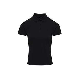Premier Dames/dames Coolchecker Plus Piqu Polo met CoolPlus (Zwart)
