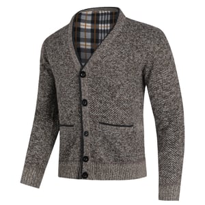 Herenvest met opstaande kraag met twee zakken en knopen voor de winterbruin