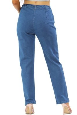 MYT Damesjeans met elastische taille aan de zijkant in blauw