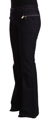Exte Dames Zwarte Katoen Stretch Middelhoog Taille Flared Denim Jeans