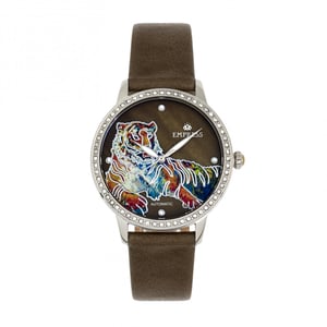Keizerin Diana automatisch gegraveerd MOP horloge met leren band