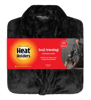 Heat Holders - Zachte Warme Herenbadjas - Zwart