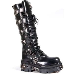 New Rock kniehoge zwart lederen gotische laarzen-272-S1