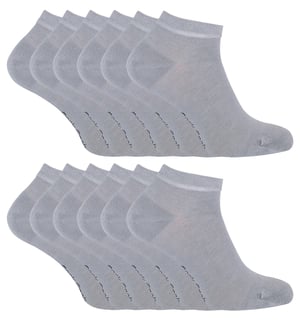 Sock Snob 12 Paar Heren Bamboe Trainer Sokken, Ademende Kussensokken voor Zomer - Grijs