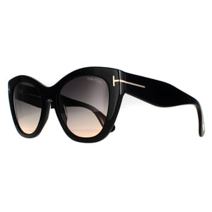 Tom Ford Cat Eye Womens Shiny Black Smoke Gray Gravient FT0940 Cara zonnebril