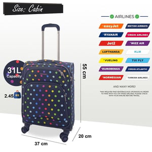 Softshell cabinekoffer 55 x 37 x 20 cm lichtgewicht bagage geschikt voor Easyjet, Ryanair