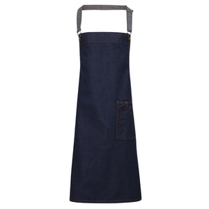 Premier Unisex Volwassenen District Waxed Look Denim Bib Apron (Indigo Denim)