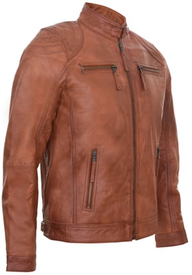 Leren biker racejack met rits