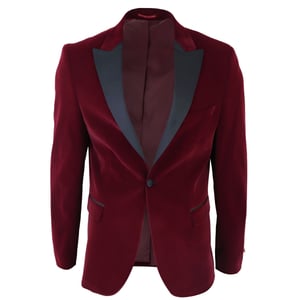 Heren bordeaux fluwelen diner smoking colbert blazer