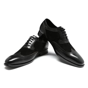 Herenschoen met klassieke sierstiksels Zakelijke schoenen Glad leer Lage schoenen Zwart