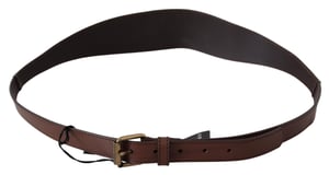 PLEIN SUD Damesriem in bruin leder met goudkleurige metalen gesp