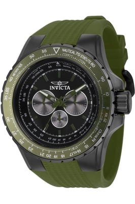 Invicta Aviator 39302 Heren Horloge - Quartz Uurwerk - Roestvrij Staal met zwarte Wijzerplaat - 50mm