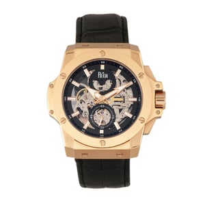 Reign Commodus automatisch skelet horloge met leren band