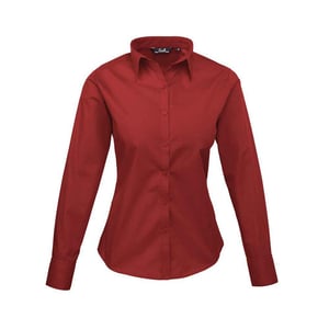 Premier Dames/Dames Popeline Blouse met Lange Mouwen (Bourgondië)
