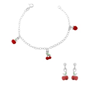 Orphelia 'Apple' Kinder 925 Sterling Zilveren Set: Armband + Oorbellen - Zilver SET-7149/1