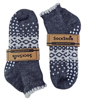 Thermische laag uitgesneden wollen antislip pantoffelsokken voor dames - Houtskool