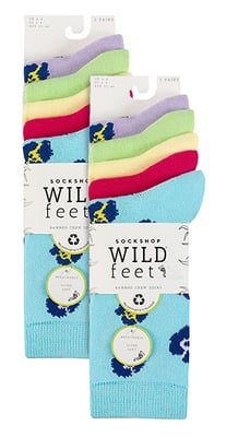 Wildfeet - 10 Paar Dames Bamboe Crewsokken - Jacquard Sokken - Luipaardpastel