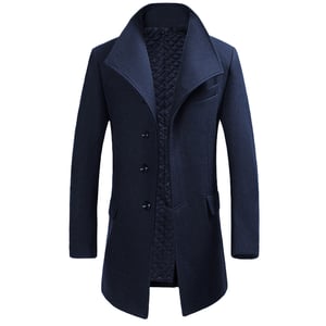 Allthemen herenwollen jas winter zakelijk slim fit reversjas marineblauw