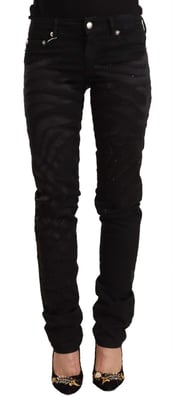 Just Cavalli Dames Zwarte Mid Waist Versierde Skinny Jeans