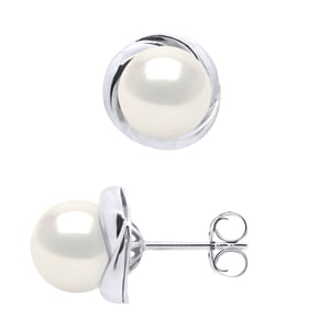 Oorbellen Wit Goud - Echte Gecultiveerde Zoetwaterparels Rond 7-8 mm