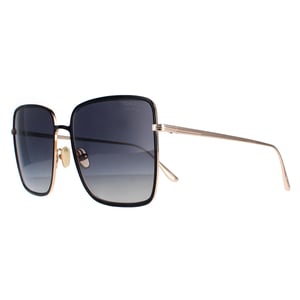 Tom Ford Heath FT0739 01D glanzend zwart grijs gepolariseerde zonnebril