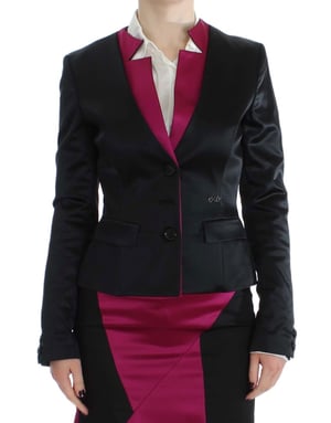 Exte Vrouwen Zwart Roze Stretch Blazer Jasje