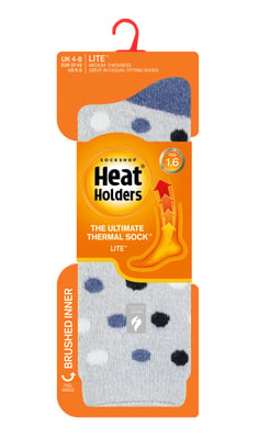 Heat Holders Lite - Geïsoleerde thermo damessokken - Lichtgrijs / Denim (Malaga)
