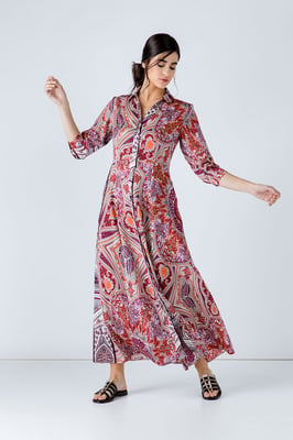 Maxi-jurk met print en knopen