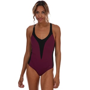 Speedo Sculpture OpalLux zwempak voor dames in paars en zwart