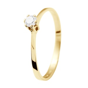Solitaire Diamond 0,10 Cts 4 Claws Geel Goud 18 Karaat