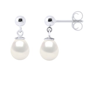Oorbellen in Wit Goud en Echte Cultuurzoetwaterparels Parel 7-8 mm
