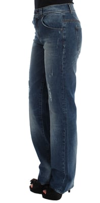 Ermanno Scervino Slim Fit Jeans in blauw gewassen katoenmix voor dames