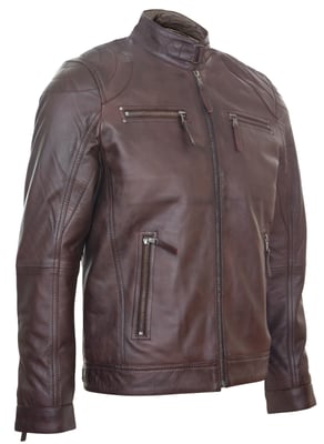Leren biker racejack met rits