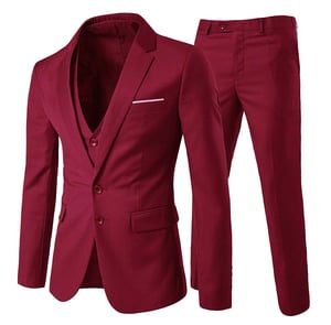 3-delig pak met gekerfde revers rood