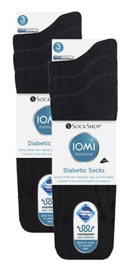 IOMI - 3 paar diabetische sokken voor gezwollen benen - Zwart